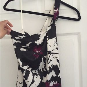 One shoulder splatter floral top